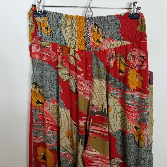 Earthbound Women Floral Boho Harem Pants Sz L Pull On Summer Beach - Picture 5 of 8